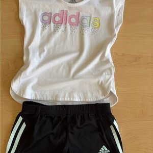 Adidas Toddler Outfit 24M Shirt and size 4 Shorts - Pastel colors